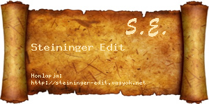Steininger Edit névjegykártya